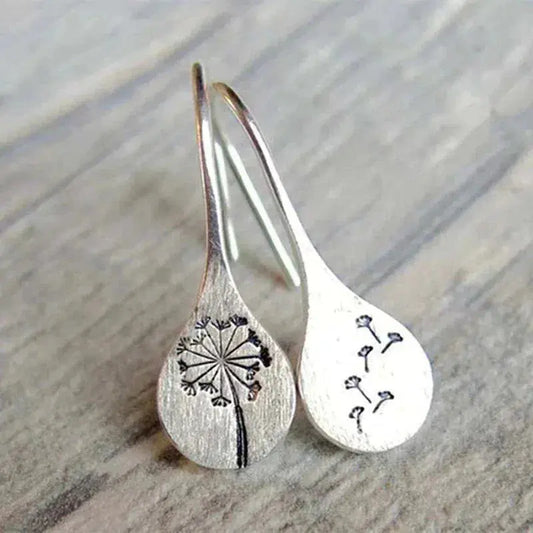 Dandelion Leaf Earrings Made of Silver