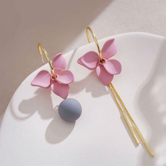 Pink Flower Drop Earrings