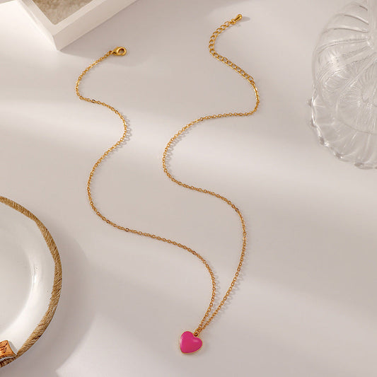 Pink Heart Gold Necklace