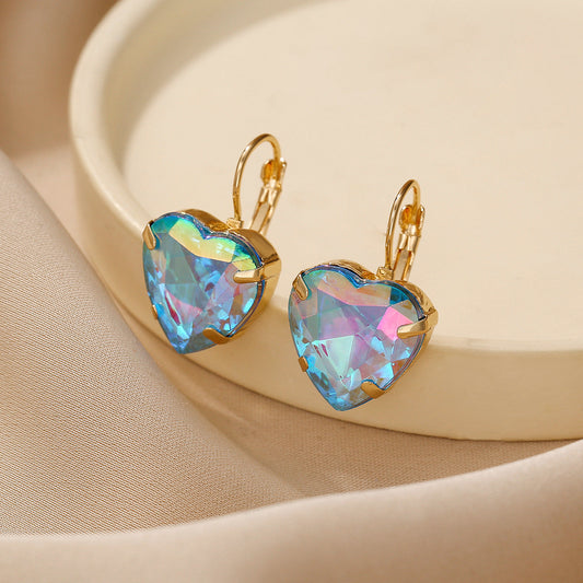 Rainbow Crystal Heart Earrings