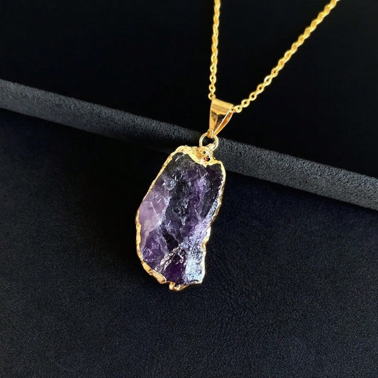 Raw Amethyst Gold Necklace