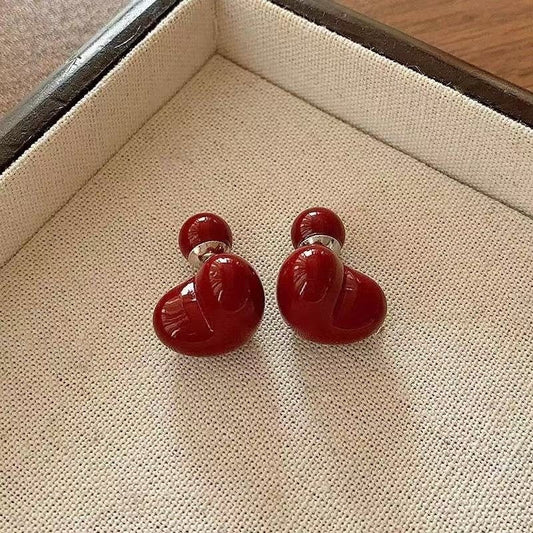 Red Carved Earrings