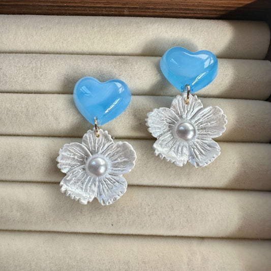 Romantic Blue Heart Earrings