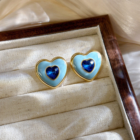 Romantic Blue Heart Earrings