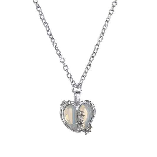 Romantic Opal Heart Necklace