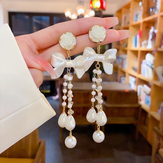 Romantic Pearl Bow Earrings