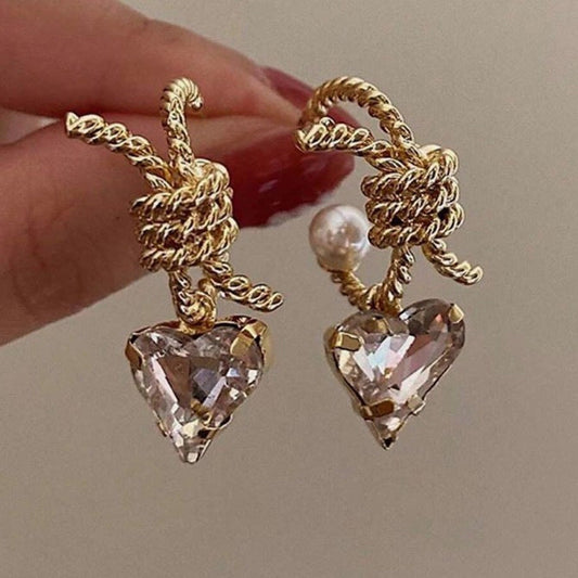 Romantic Pearl Heart Earrings