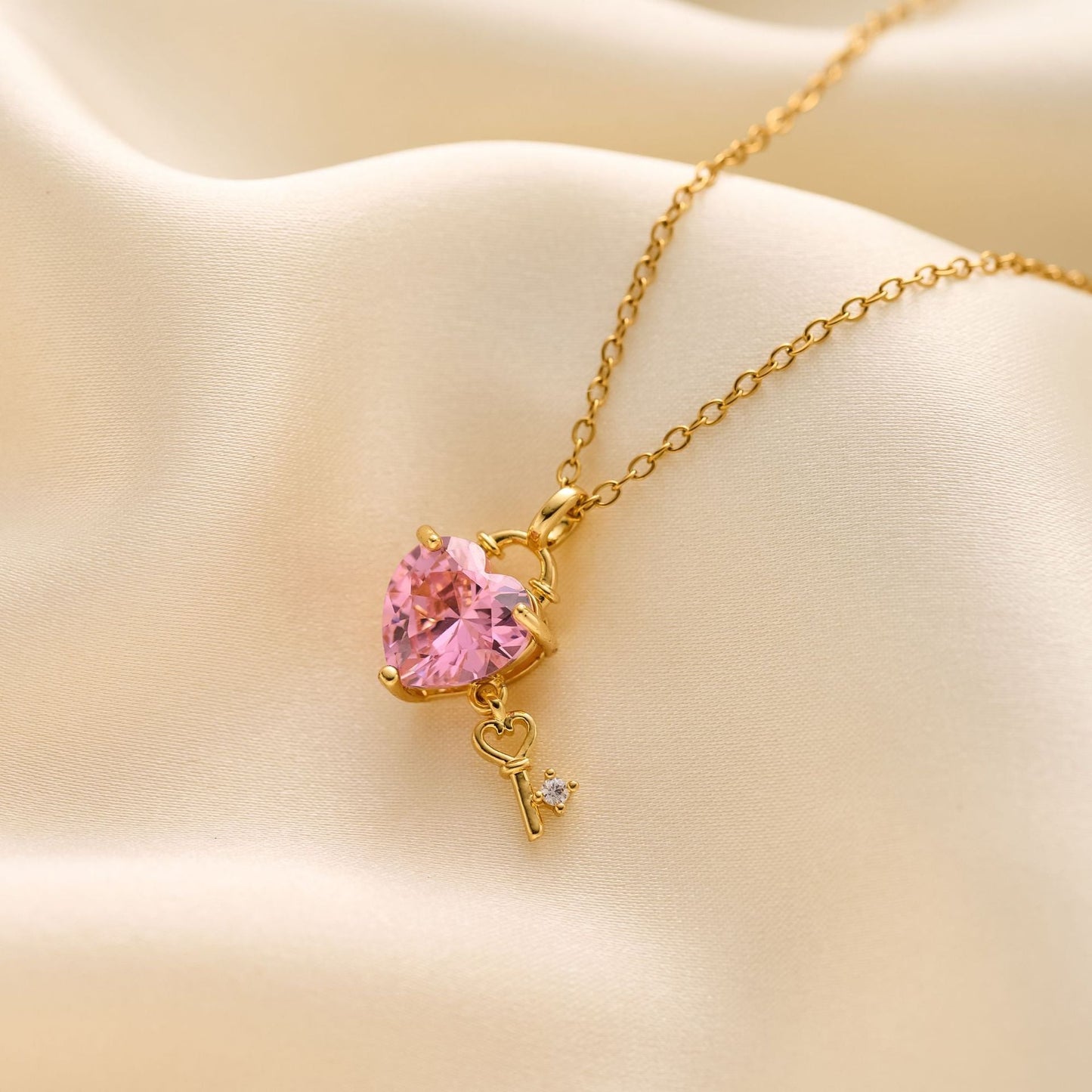 Romantic Pink Heart Necklace