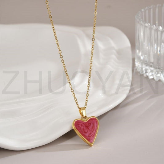 Romantic Pink Heart Necklace