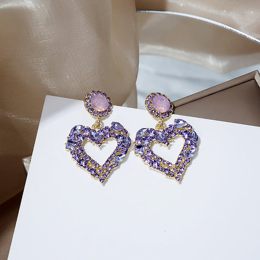 Romantic Purple Heart Earrings
