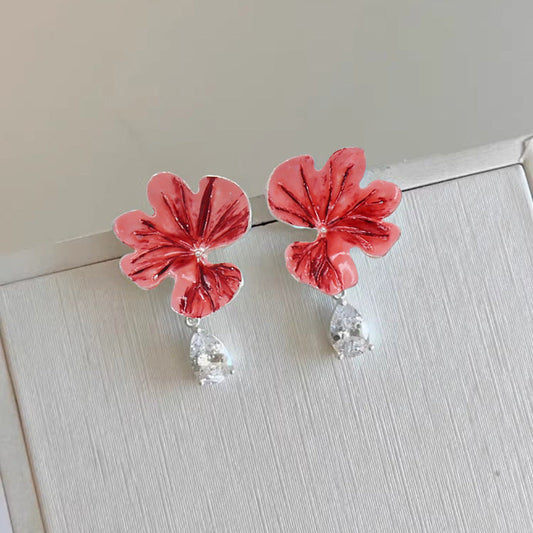 Romantic Red Flower Earrings