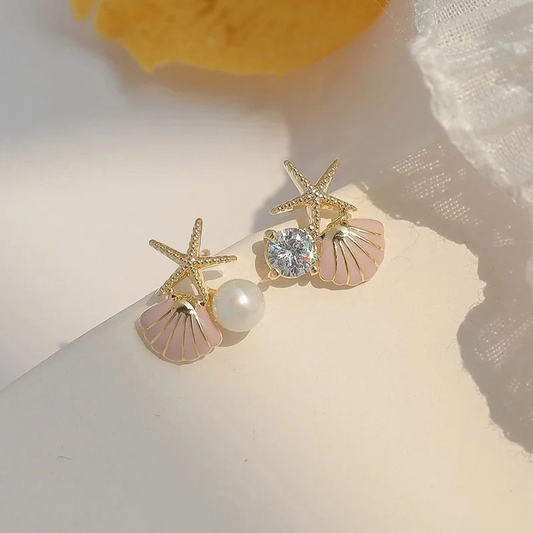 Romantic Starfish Pearl Earrings