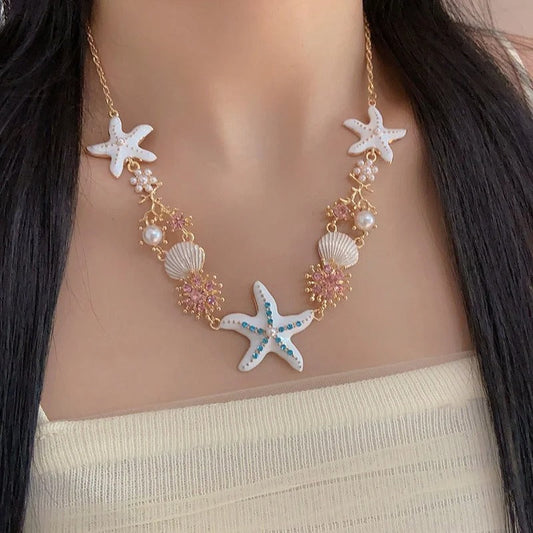 Romantic Starfish Pearl Necklace