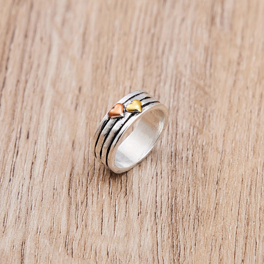 Romantic Two Tone Heart Ring