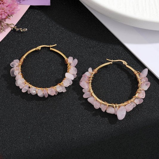 Rose Quartz Hoop Earrings