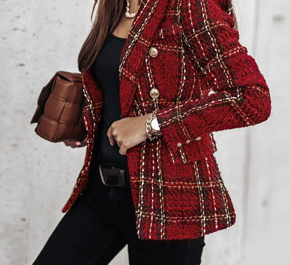 LD geruite blazer met twee rijen knopen