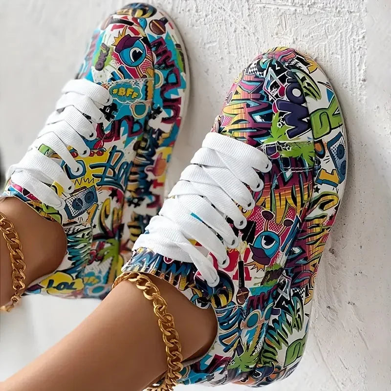 LD | hoge sneakers met graffitiprint