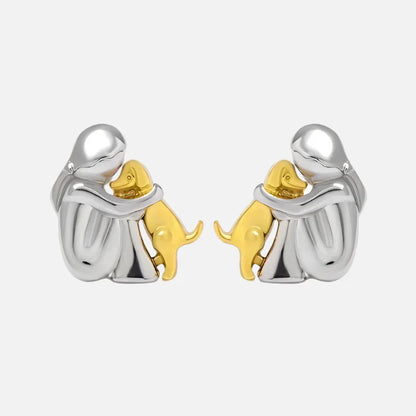 Silver And Gold Two-Tone Hug Earrings