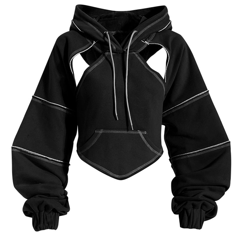 LD Edgy uitgesneden hoodie met halslijn