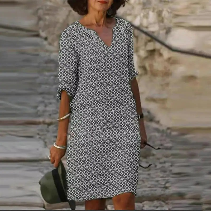 LD | Midi-jurk met V-hals