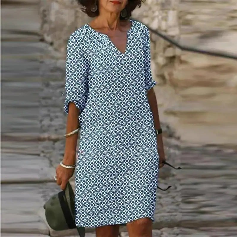 LD | Midi-jurk met V-hals