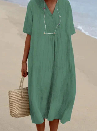 LD | Midi-jurk met V-hals