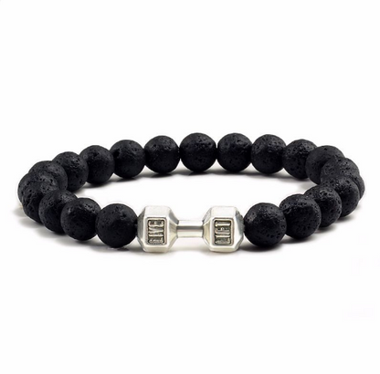 Volcanic Rock Silver Dumbbell