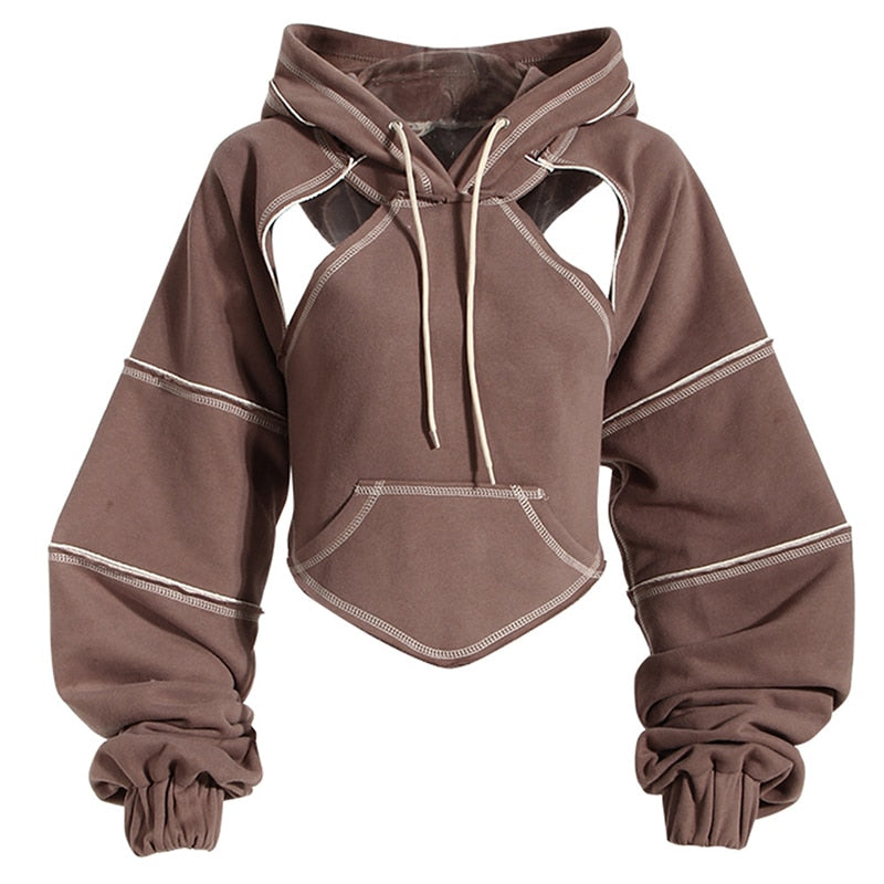 LD Edgy uitgesneden hoodie met halslijn