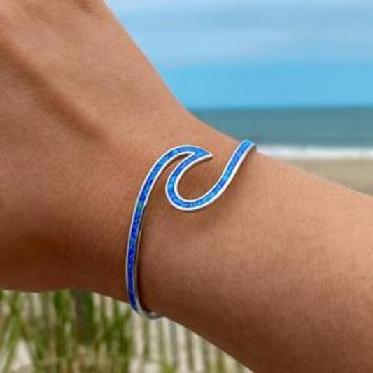 Sea Wave Opal Bracelet In Silver Sustainable Ocean Inspired