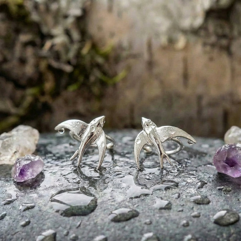 Silver Swallow Earrings