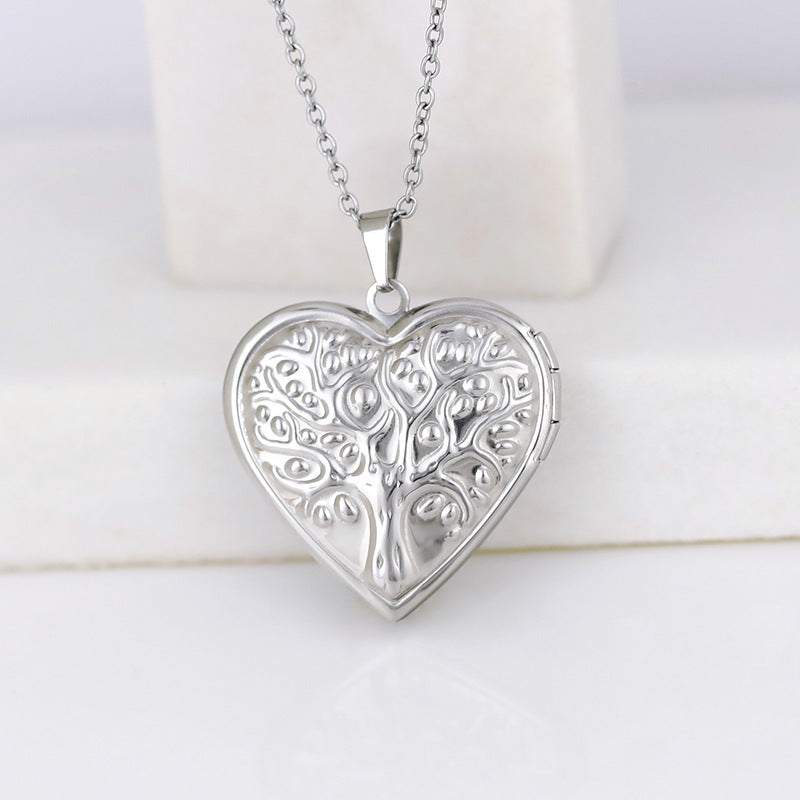 Silver Tree Heart Necklace