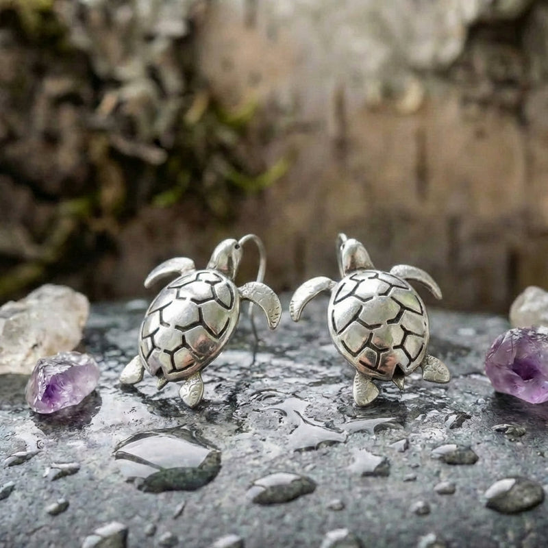 Silver Turtle Earrings