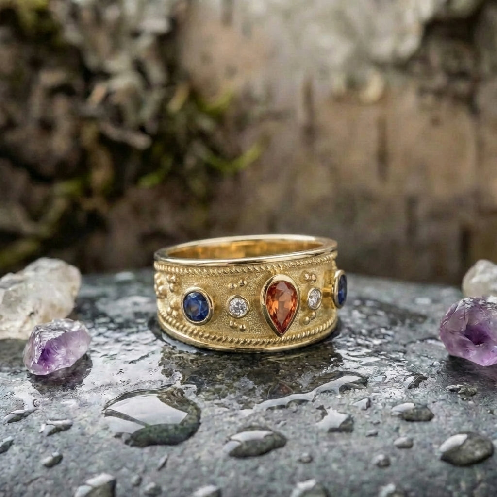 Statement Gold Gemstone Ring