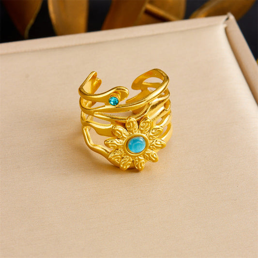Statement Gold Turquoise Ring
