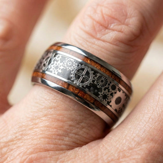 Steampunk Gear Wood Ring