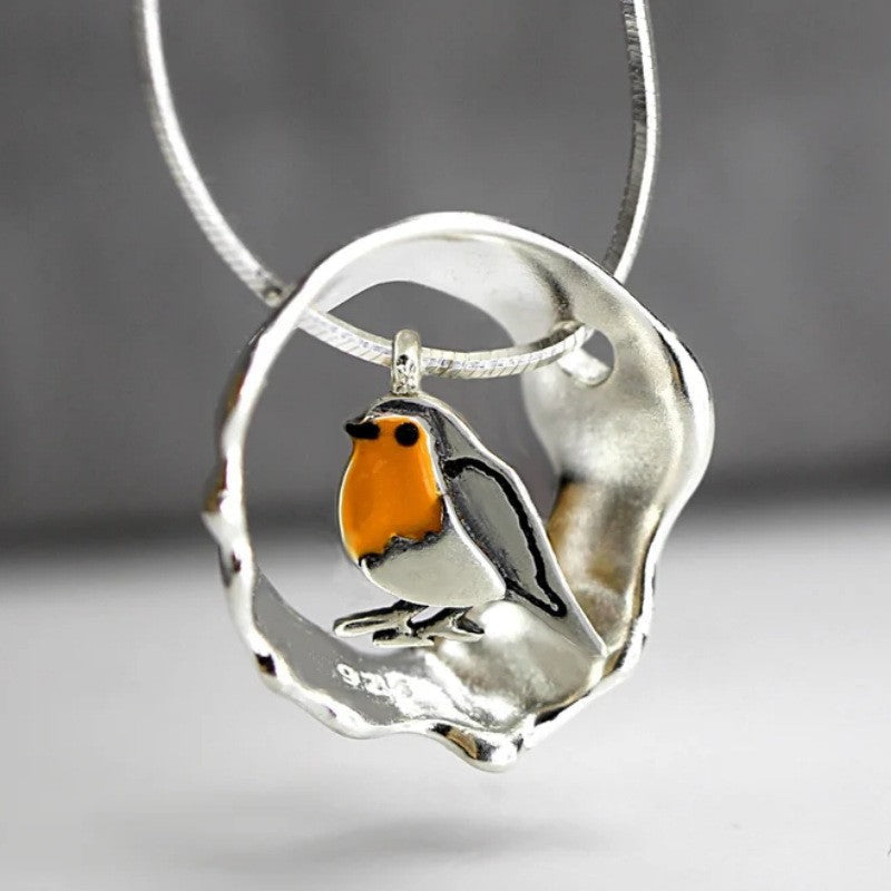 Sterling Silver Robin Moon Circle
