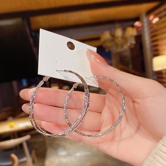 Textured Silver Hoop Earrings