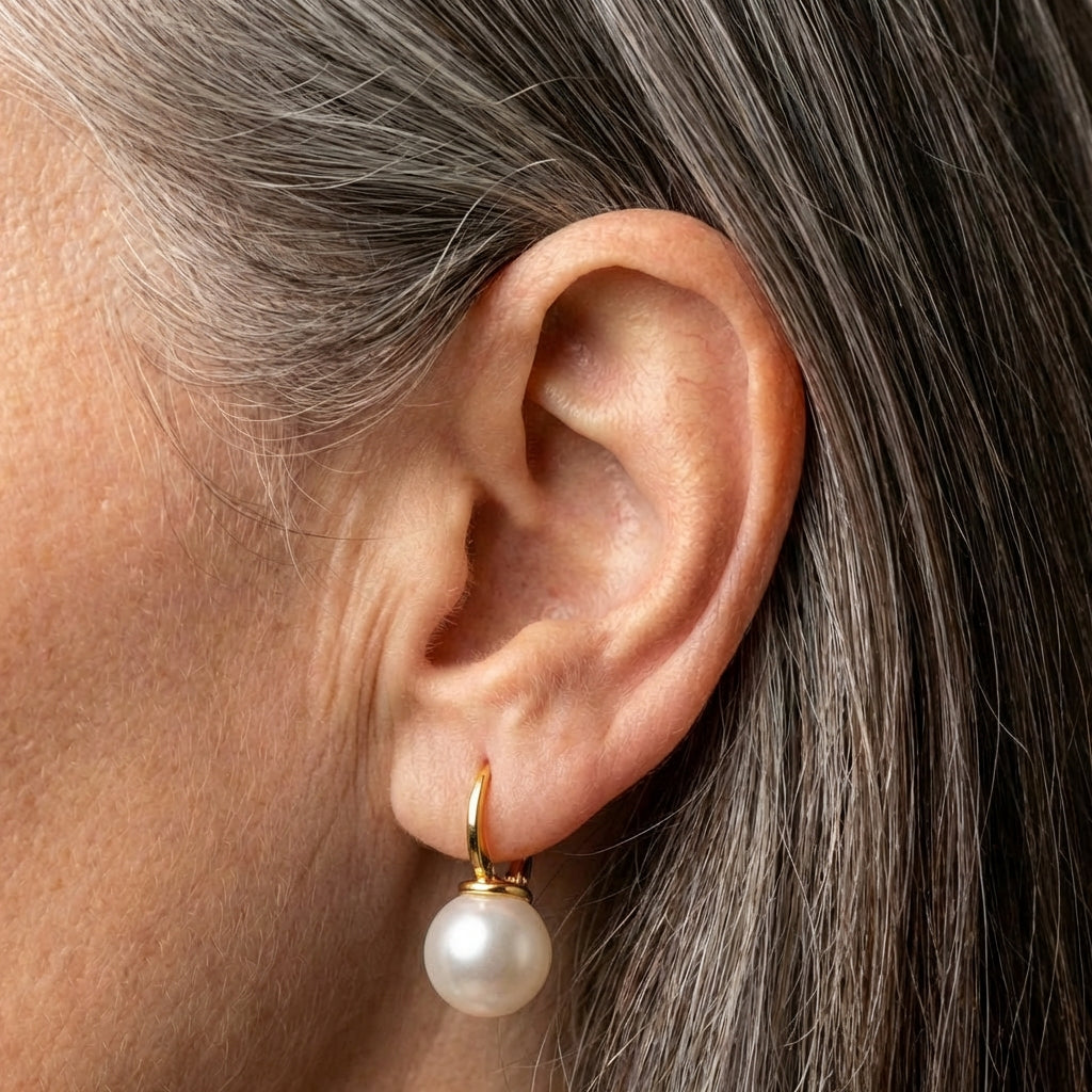 Thick Pearl Earrings in Gold