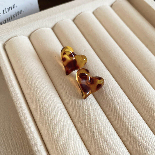 Tortoiseshell Heart Earrings