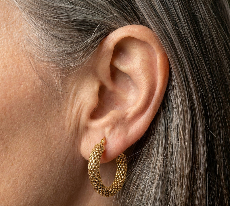 Hoop Mesh Gold Earrings