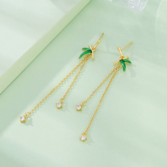 Tropical Green Leaf Earrings