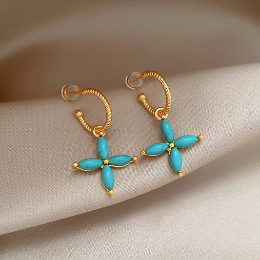Turquoise Cross Earrings
