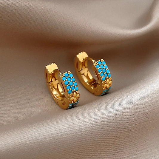 Turquoise Gold Hoop Earrings