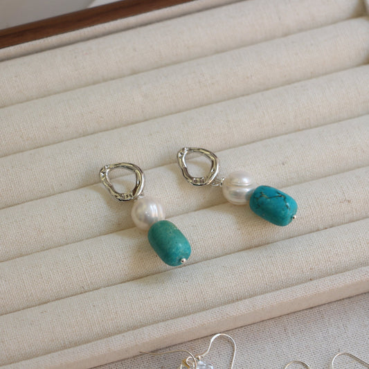 Turquoise Pearl Earrings