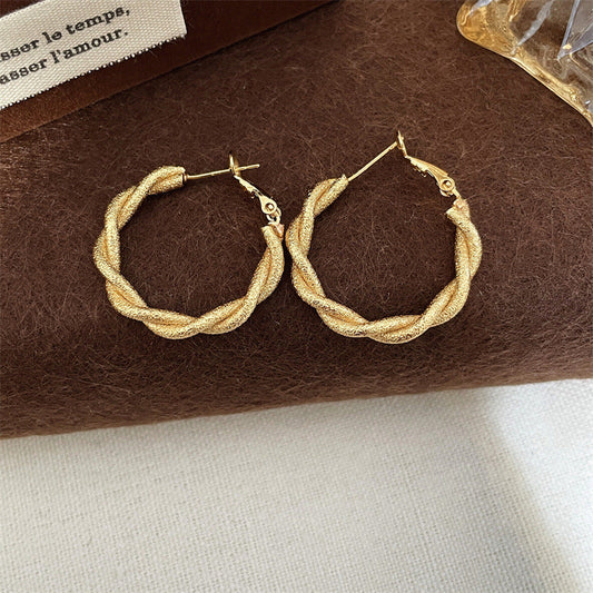 Twisted Gold Hoop Earrings