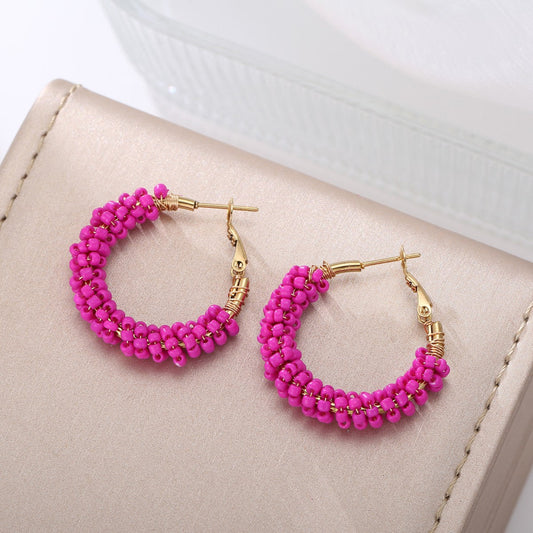 Vibrant Beaded Hoop Earrings
