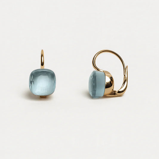Blue Inlaid Zirconia Earrings
