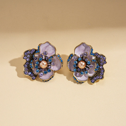 Vintage Amethyst Flower Earrings