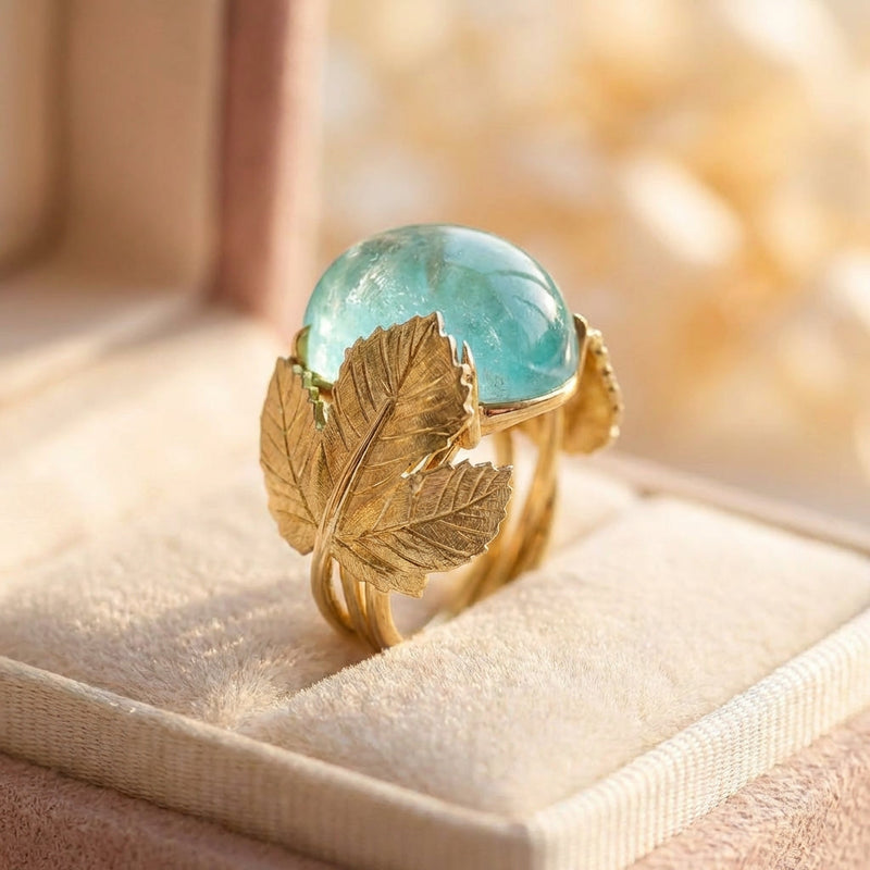 Vintage Aquamarine Leaf Ring