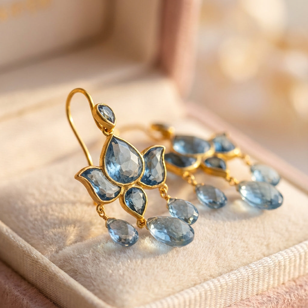 Vintage Blue Crystal Rain Earrings
